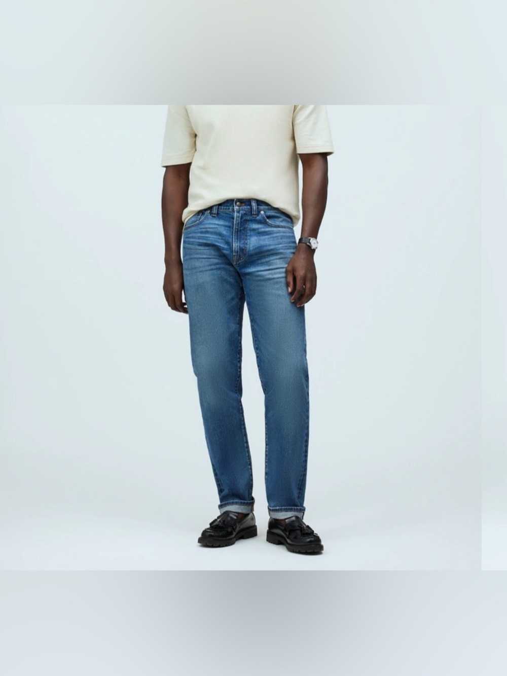 Madewell Relaxed Taper Stretch Selvedge Jeans in Barrington Wash